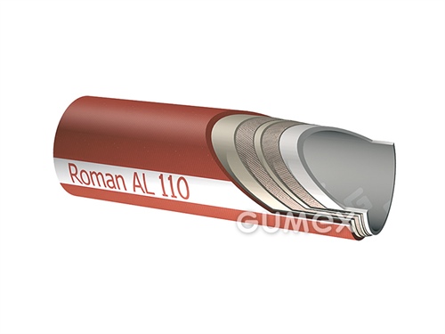 Potravinová hadice na tekuté poživatiny AL110, 63/79mm, 10bar, EPDM/SBR, -40°C/+80°C (krátkodobě +130°C), červená